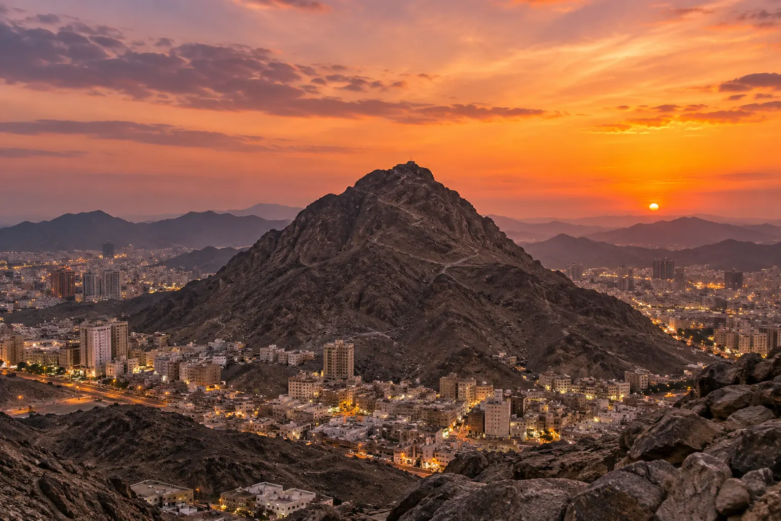 جبل النور وغار حراء قرب قمته
